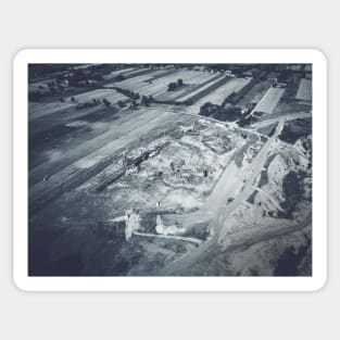 Aerial view of open pit excavator and other machinery Sticker